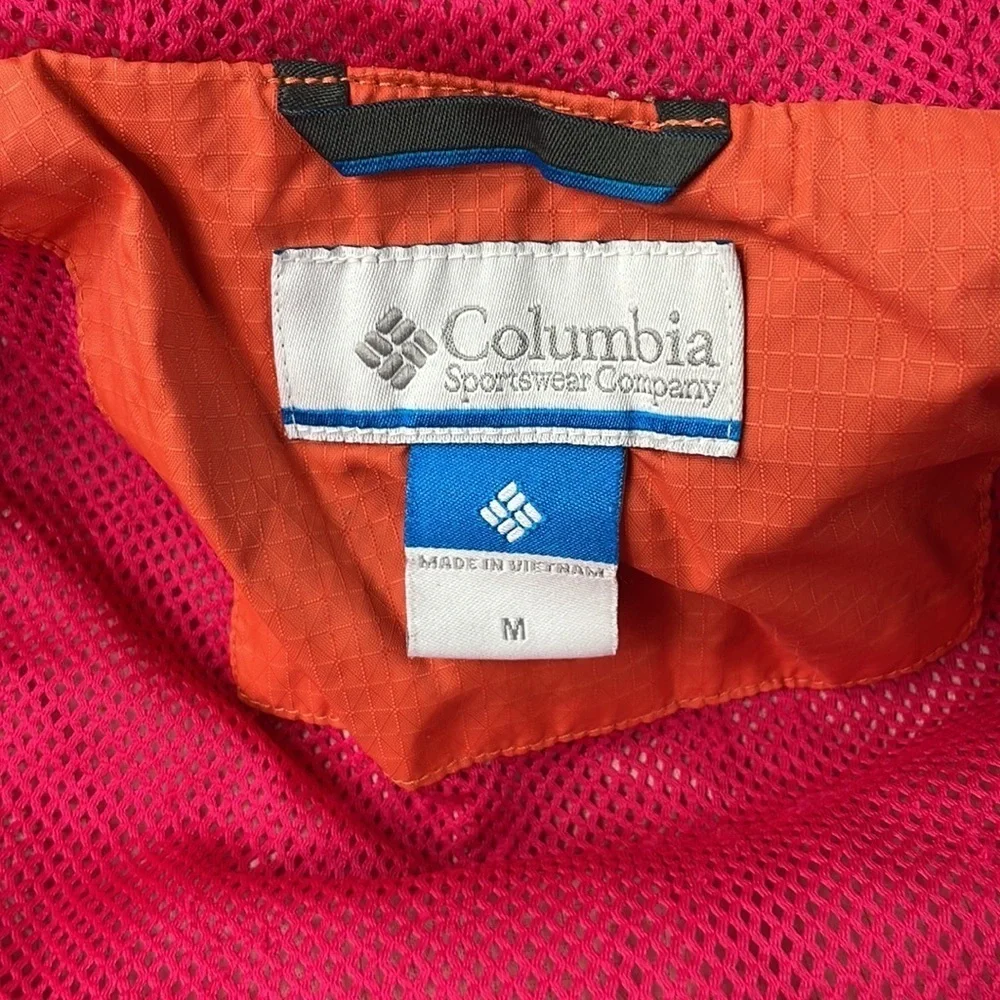 Columbia Girls Orange Pink Hooded Zip Up Windbreaker, size Girls medium